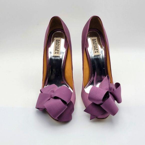 NWOT Badgley Mischka Purple Pump with Bow Size 9.5M. S927 - Picture 2 of 6